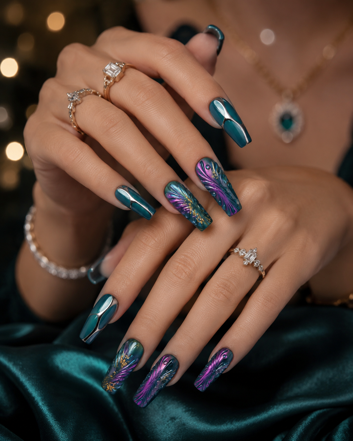 Royal Blue Blossom | Magic Press-On Nails